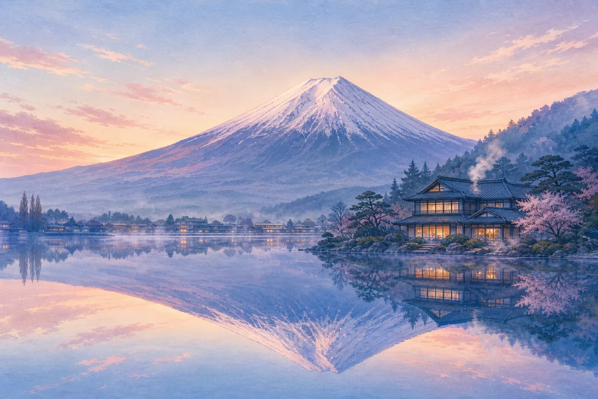 河口湖逆富士與溫泉宿・插圖